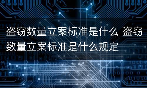 盗窃数量立案标准是什么 盗窃数量立案标准是什么规定