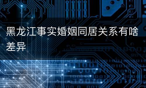 黑龙江事实婚姻同居关系有啥差异