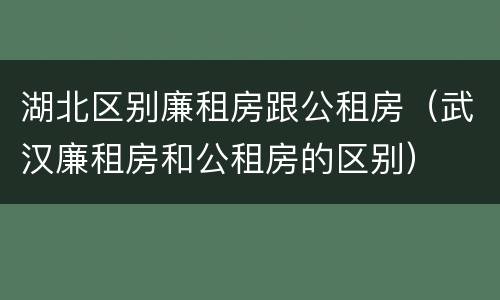 湖北区别廉租房跟公租房（武汉廉租房和公租房的区别）