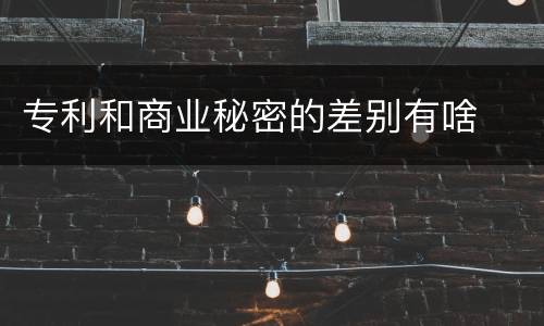 专利和商业秘密的差别有啥