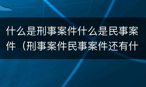 什么是刑事案件什么是民事案件（刑事案件民事案件还有什么案件）