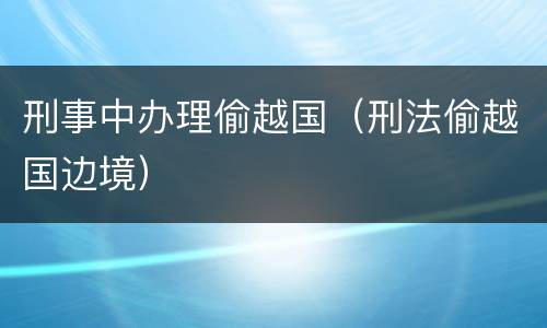 刑事中办理偷越国（刑法偷越国边境）