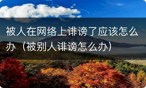 被人在网络上诽谤了应该怎么办（被别人诽谤怎么办）