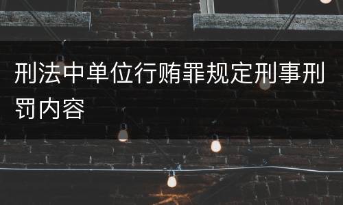 刑法中单位行贿罪规定刑事刑罚内容