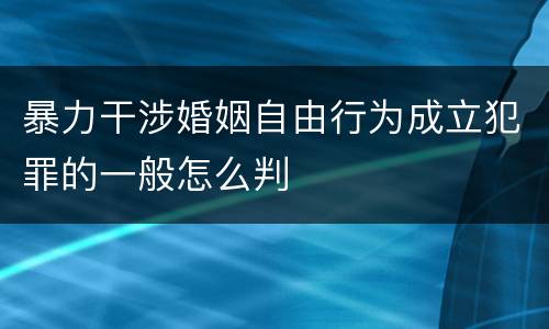 暴力干涉婚姻自由行为成立犯罪的一般怎么判