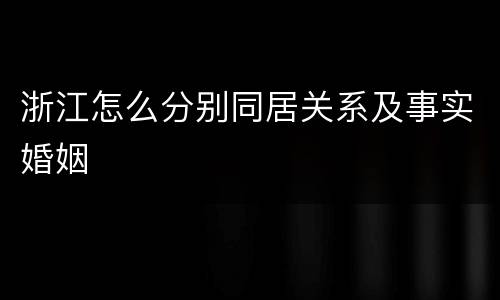 浙江怎么分别同居关系及事实婚姻