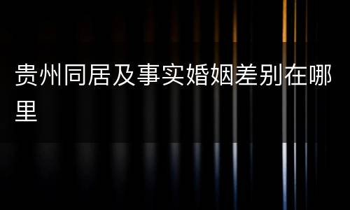贵州同居及事实婚姻差别在哪里