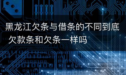 黑龙江欠条与借条的不同到底 欠款条和欠条一样吗