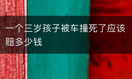 一个三岁孩子被车撞死了应该赔多少钱