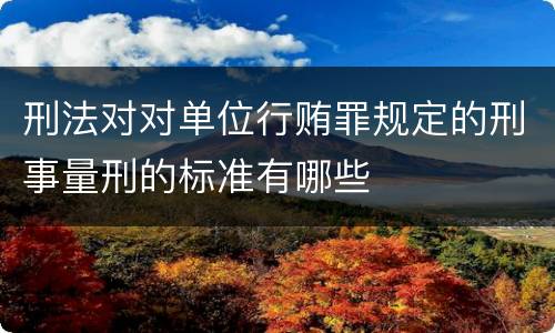 刑法对对单位行贿罪规定的刑事量刑的标准有哪些