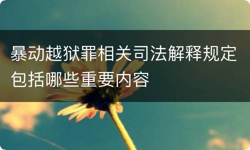 暴动越狱罪相关司法解释规定包括哪些重要内容