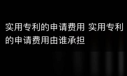 实用专利的申请费用 实用专利的申请费用由谁承担