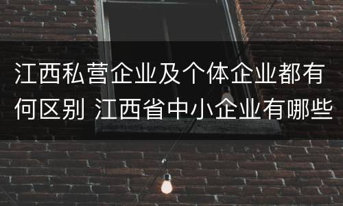 江西私营企业及个体企业都有何区别 江西省中小企业有哪些