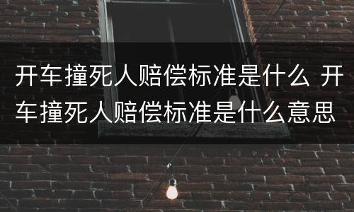 开车撞死人赔偿标准是什么 开车撞死人赔偿标准是什么意思