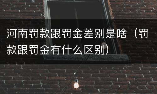 河南罚款跟罚金差别是啥（罚款跟罚金有什么区别）
