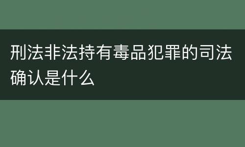 刑法非法持有毒品犯罪的司法确认是什么
