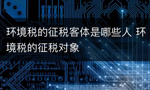 环境税的征税客体是哪些人 环境税的征税对象
