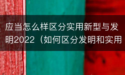 应当怎么样区分实用新型与发明2022（如何区分发明和实用新型）