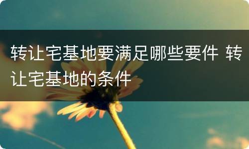 转让宅基地要满足哪些要件 转让宅基地的条件