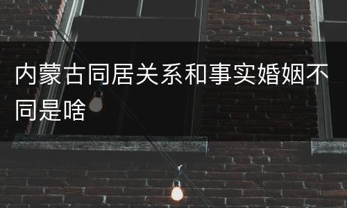 内蒙古同居关系和事实婚姻不同是啥