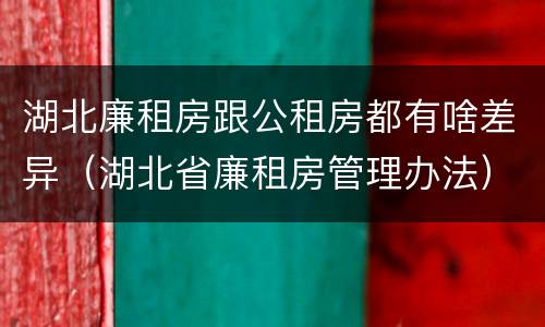 湖北廉租房跟公租房都有啥差异（湖北省廉租房管理办法）
