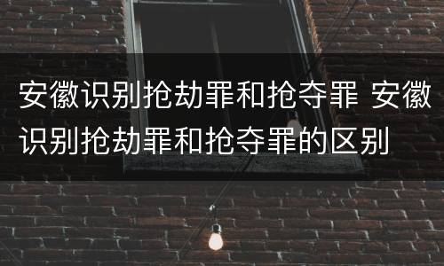 安徽识别抢劫罪和抢夺罪 安徽识别抢劫罪和抢夺罪的区别