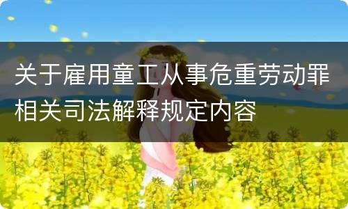 关于雇用童工从事危重劳动罪相关司法解释规定内容