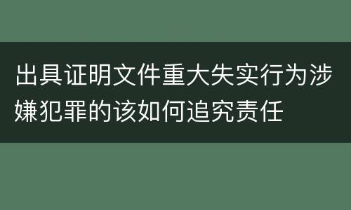 出具证明文件重大失实行为涉嫌犯罪的该如何追究责任