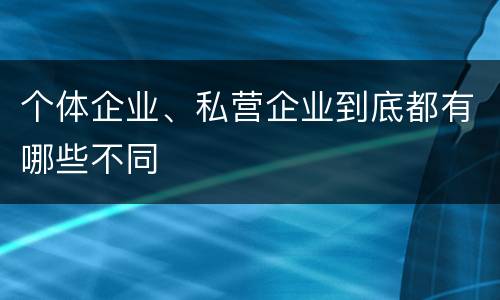 个体企业、私营企业到底都有哪些不同