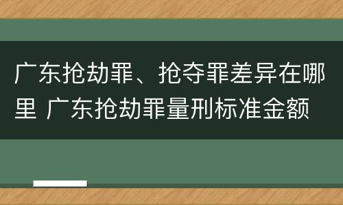 广东抢劫罪、抢夺罪差异在哪里 广东抢劫罪量刑标准金额