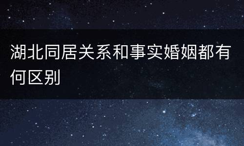 湖北同居关系和事实婚姻都有何区别