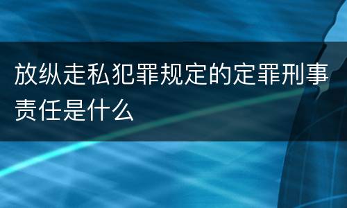 放纵走私犯罪规定的定罪刑事责任是什么