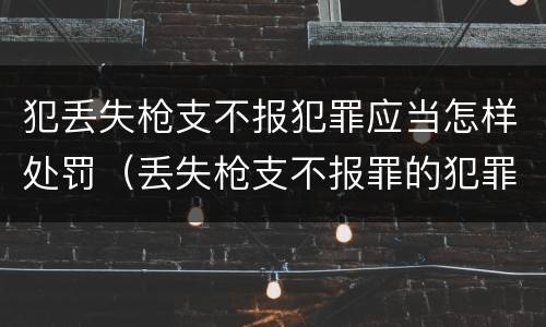 犯丢失枪支不报犯罪应当怎样处罚（丢失枪支不报罪的犯罪主体）