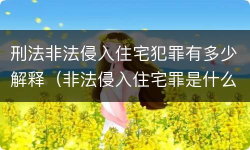 刑法非法侵入住宅犯罪有多少解释（非法侵入住宅罪是什么犯罪类型）