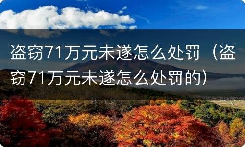 盗窃71万元未遂怎么处罚（盗窃71万元未遂怎么处罚的）