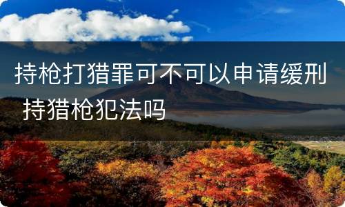 持枪打猎罪可不可以申请缓刑 持猎枪犯法吗