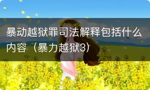 暴动越狱罪司法解释包括什么内容（暴力越狱3）