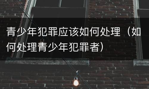 青少年犯罪应该如何处理（如何处理青少年犯罪者）