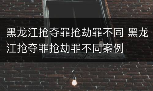 黑龙江抢夺罪抢劫罪不同 黑龙江抢夺罪抢劫罪不同案例