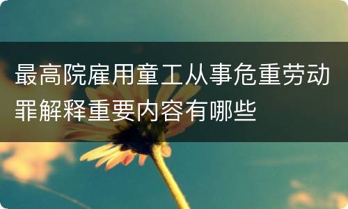 最高院雇用童工从事危重劳动罪解释重要内容有哪些