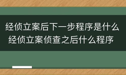 经侦立案后下一步程序是什么 经侦立案侦查之后什么程序