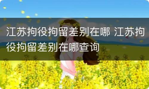 江苏拘役拘留差别在哪 江苏拘役拘留差别在哪查询