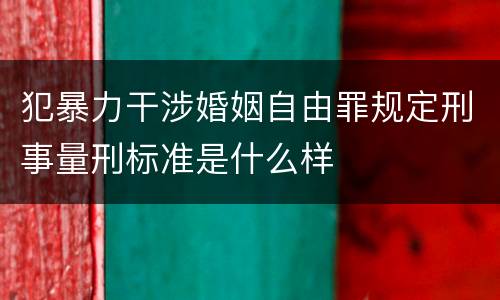 犯暴力干涉婚姻自由罪规定刑事量刑标准是什么样