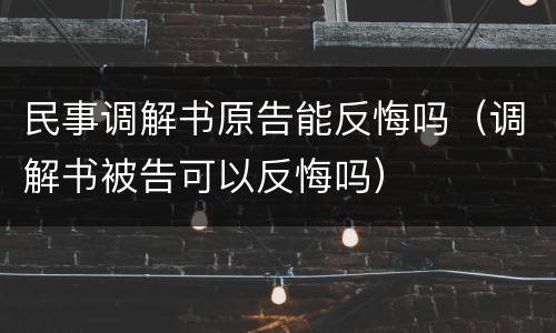 民事调解书原告能反悔吗（调解书被告可以反悔吗）