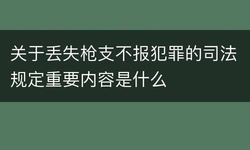 关于丢失枪支不报犯罪的司法规定重要内容是什么