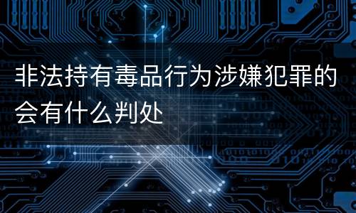 非法持有毒品行为涉嫌犯罪的会有什么判处