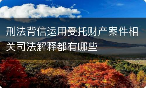 刑法背信运用受托财产案件相关司法解释都有哪些