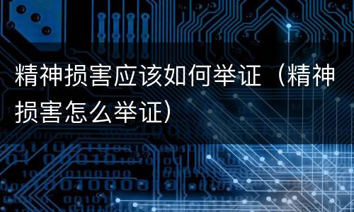 精神损害应该如何举证（精神损害怎么举证）