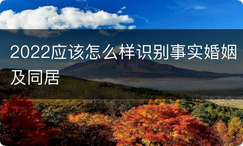 2022应该怎么样识别事实婚姻及同居