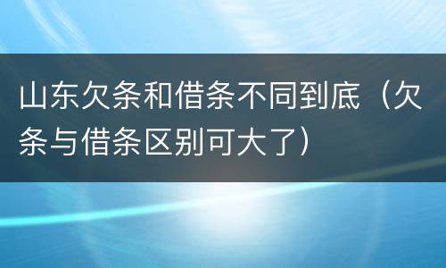 山东欠条和借条不同到底（欠条与借条区别可大了）